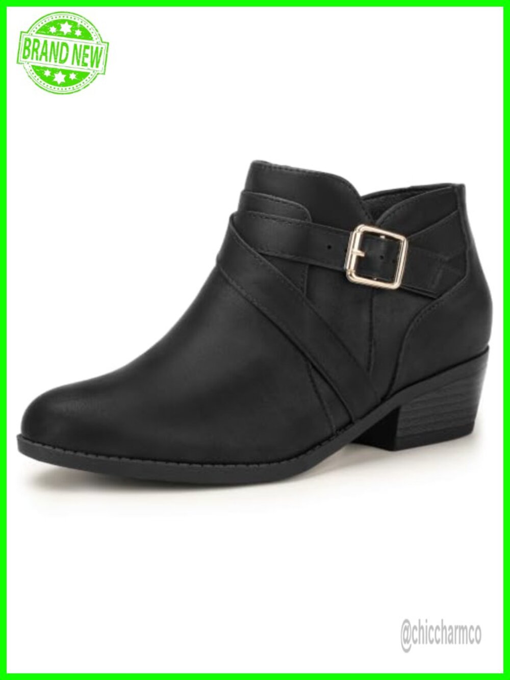 Womens Ankle Boots Low Chunky Block Heel Side Zip Dress Booties